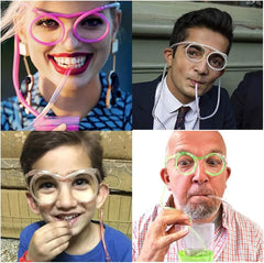 Sunglasses Straw Funny Eyeglass Straw for Birthday Parties