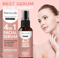 Water Ice Levin 4 in 1 Facial Serum 30ml Hyaluronic Acid Niacinamide Vitamin C and Vitamin E Hydrating Brightening Anti Aging and Dark Spot Remover Korean Skincare for Face Glow